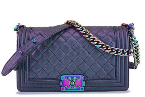 chanel purple iridescent boy bag mini|chanel bag.